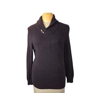 Refectory British Inspired Shawl Collar Toggle Sweater Men M Brown Pullover Knit